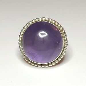 Round Amethyst Silver Ring